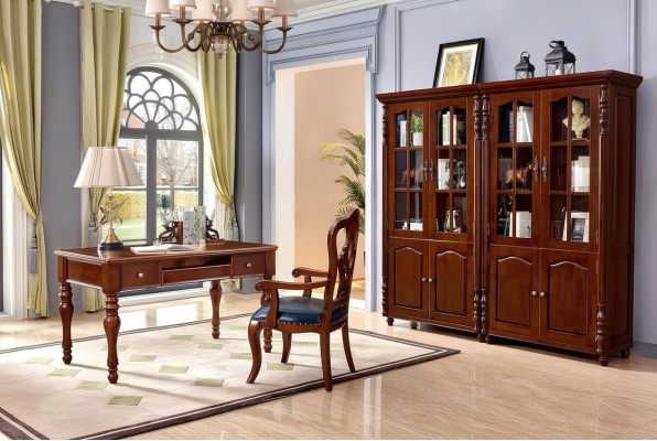 Ensemble de bureau pour étude, 4 pièces. Chaise 2x Étagère de livres Mobilier de bureau
