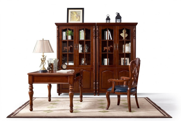 Ensemble de bureau pour étude, 4 pièces. Chaise 2x Étagère de livres Mobilier de bureau