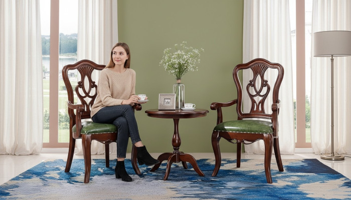 Chaise de concepteur Accoudoirs Salon 2x Chaises Groupe de bois Suite