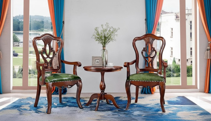 Chaise de concepteur Accoudoirs Salon 2x Chaises Groupe de bois Suite