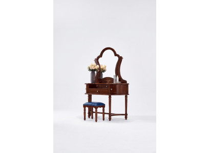 Mobilier classique en bois massif, ensemble de luxe de 2 pièces pour chambre à coucher avec coiffeuse et tabouret