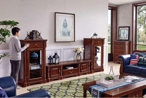 Garde-robe classique 2x vitrines Ensemble de 3 pièces nouveau buffet bas mural pour téléviseur.