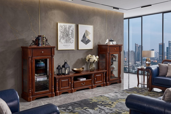 Garde-robe classique 2x vitrines Ensemble de 3 pièces nouveau buffet bas mural pour téléviseur.
