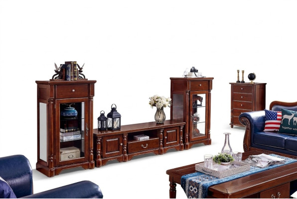 Garde-robe classique 2x vitrines Ensemble de 3 pièces nouveau buffet bas mural pour téléviseur.