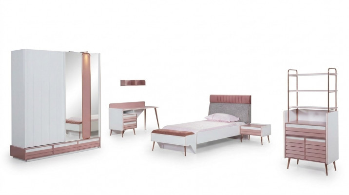 Chambre de jeunes Chambre d'enfants Ensemble complet Lit de jeunes Bureau Armoire Mobilier