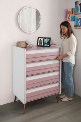 Chambre d'enfants Chambre des jeunes Commode Armoire d'enfants Mobilier bicolore Filles nouveauté