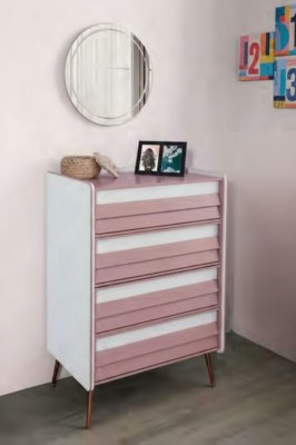 Chambre d'enfants Chambre des jeunes Commode Armoire d'enfants Mobilier bicolore Filles nouveauté