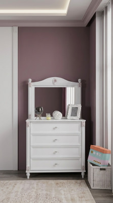 Commode avec miroir Chambre d'enfants Armoire d'enfants Chambre de jeunes filles Mobilier blanc