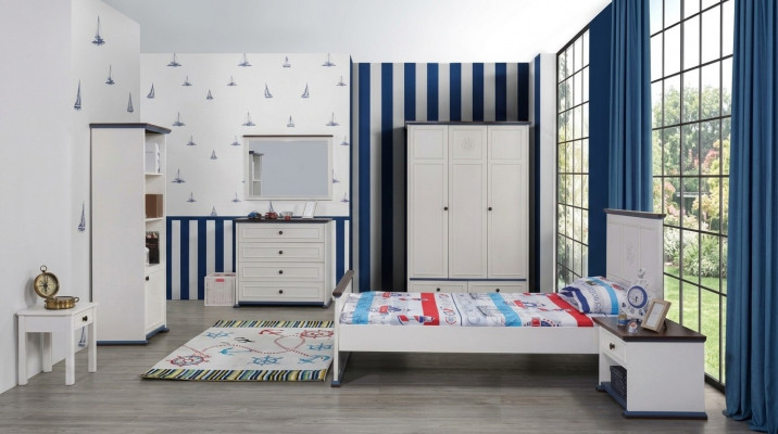 Chambre Chambre des enfants Ensemble Moderne Armoire Commode Table Bois Blanc neuf 5 pièces.