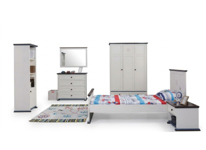 Chambre Chambre des enfants Ensemble Moderne Armoire Commode Table Bois Blanc neuf 5 pièces.