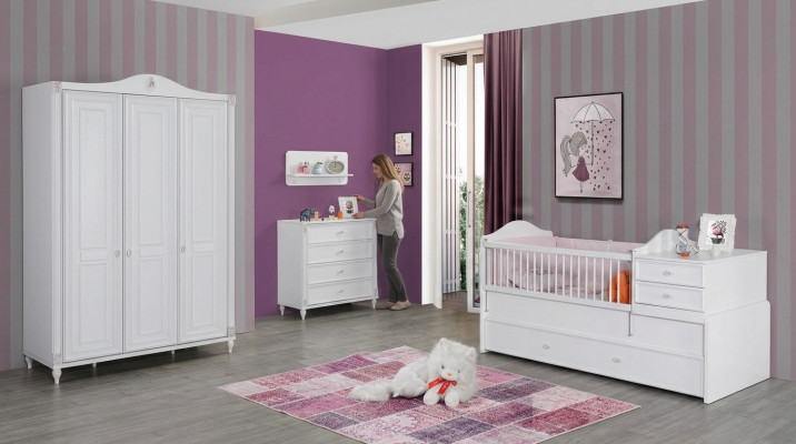 Chambre d'enfant Ensemble de 3 pièces Armoire Commode Meubles de chambre de jeunes