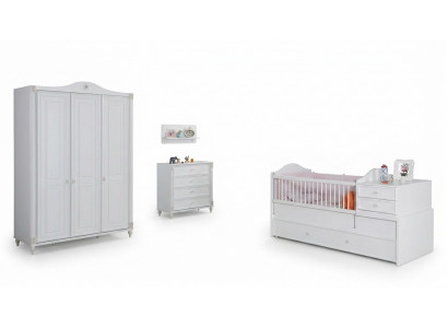 Chambre d'enfant Ensemble de 3 pièces Armoire Commode Meubles de chambre de jeunes