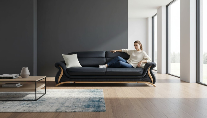 Canapé Canapé Rembourrage 3 Places Imitation Cuir Canapés Fauteuils Ensembles de Sièges Design