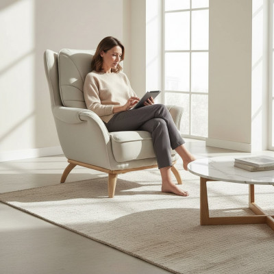 Fauteuil Tapissé 2 Places Canapé Design Fauteuil Relax Imitation Cuir Salon Salle de Séjour