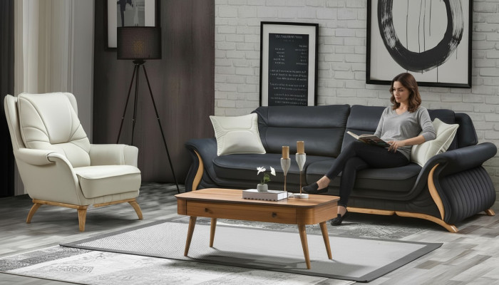 Canapé design 3+1 place Fauteuil revêtement Canapé Luxe Classique Imitation cuir Canapés