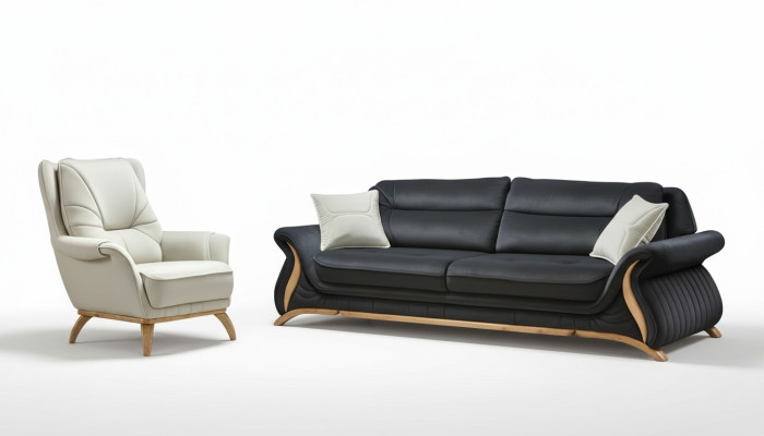 Canapé design 3+1 place Fauteuil revêtement Canapé Luxe Classique Imitation cuir Canapés