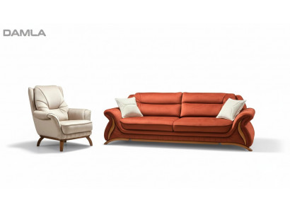 Canapé Canapé Revêtement 3+1 Siège Imitation cuir Canapés Fauteuil Siège Sets Design