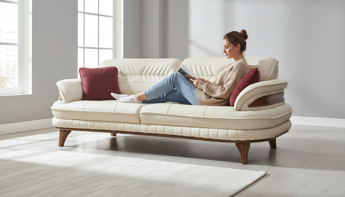 Canapé 3 places Canapés Sofas Art Déco Trois places Nouveau Textile Luxe Canapé Rembourrage