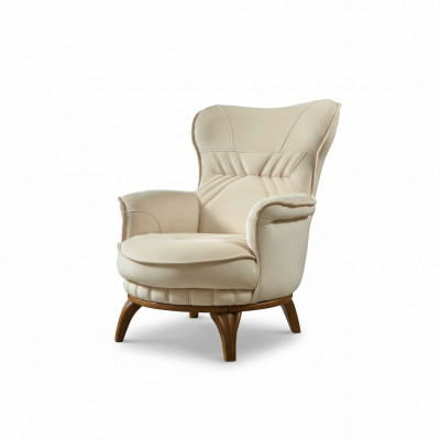 Fauteuil de luxe en tissu de design classique pour salon style lounge.