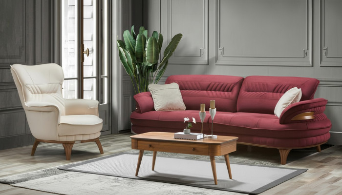 Canapé 3 places + Fauteuil Salon Canapé Canapé Fauteuil Tissu de luxe Meubles