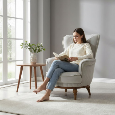 Fauteuil Design Luxe Textile Salon Style Classique Mobilier Lounge
