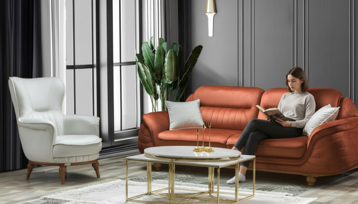 Canapé 3 places + fauteuil de salon Canapé Canapés Fauteuil Tissu Mobilier de luxe