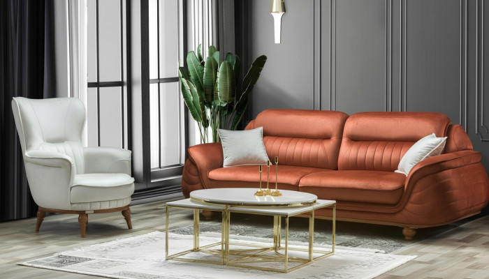 Canapé 3 places + fauteuil de salon Canapé Canapés Fauteuil Tissu Mobilier de luxe