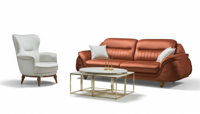 Canapé 3 places + fauteuil de salon Canapé Canapés Fauteuil Tissu Mobilier de luxe