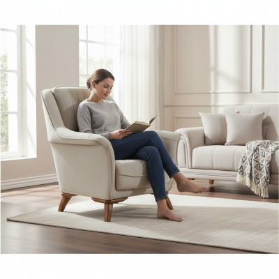Fauteuil Siège Design Classique Salon Rembourrage Place Assise Détente Blanc