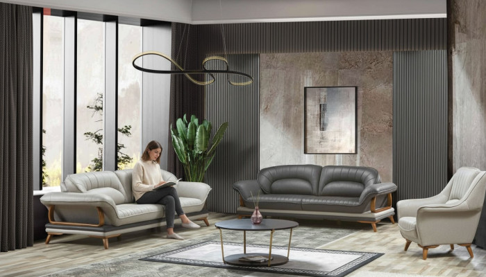 Suite de canapé de luxe Ensemble de canapés 3+3+1 places Fauteuil en tissu 3 pièces.