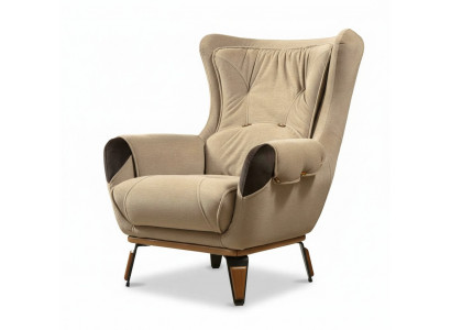 Fauteuil Siège Classique TV Salon Rembourrage Fauteuil Tissu Beige