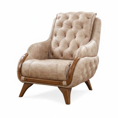 Fauteuil Siège Design Classique Salon Rembourrage Fauteuil Simple Style Cuir