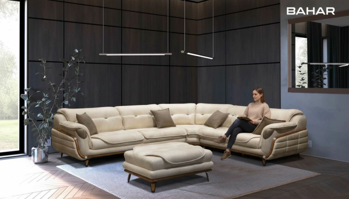Canapé d'angle de luxe en forme de L Suite Siège Salon Meubles rembourrés Canapé d'angle