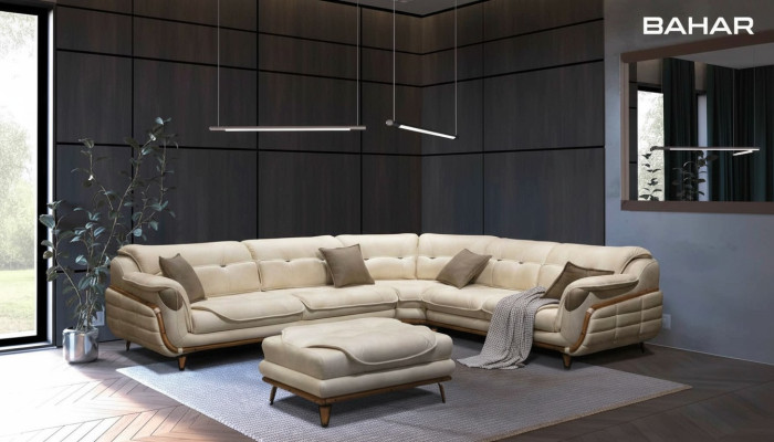 Canapé d'angle de luxe en forme de L Suite Siège Salon Meubles rembourrés Canapé d'angle