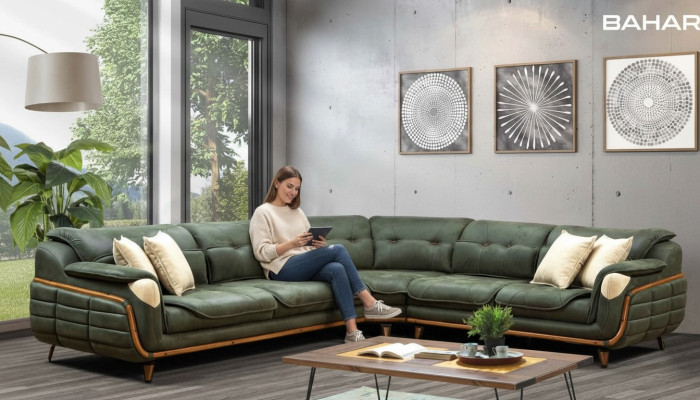 Canapé d'angle design en forme de L Rembourrage luxueux pour salon doux de style.