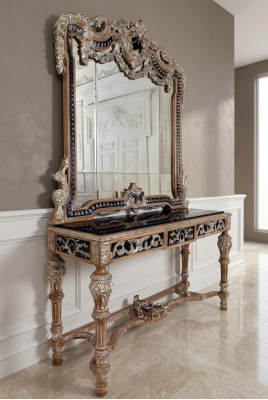 Classique miroir Coiffeuse Console Table meuble de chambre en bois brun neuf