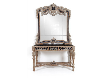 Classique miroir Coiffeuse Console Table meuble de chambre en bois brun neuf