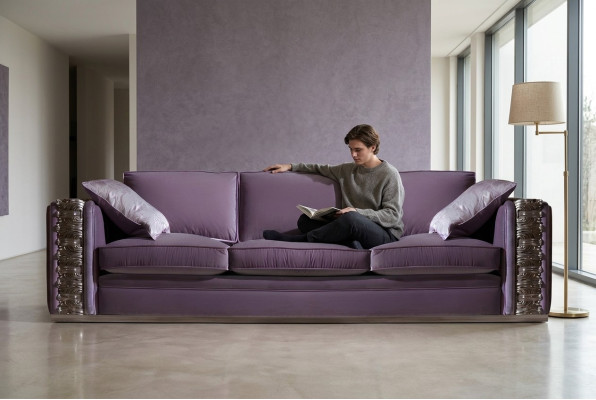 Canapé classique Big xxl Canapé Sofas Salon Textile Quatre Places Italien