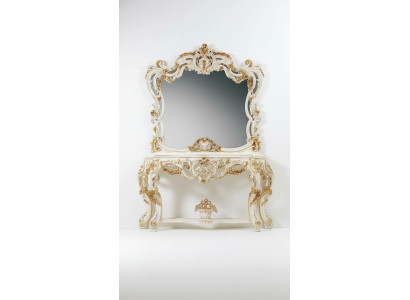 Classique miroir Coiffeuse Console Table Table en bois blanc Mobilier de chambre à coucher 2 pièces