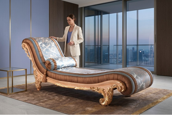 Art Déco marron Confort Luxe Fautiuls de Relaxation Longue Chaise Meubles Italiens.