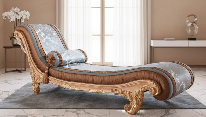 Art Déco marron Confort Luxe Fautiuls de Relaxation Longue Chaise Meubles Italiens.