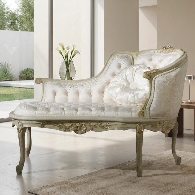 Canapé Chesterfield-style Lounge Canapé rembourré Longue chaise de club Blanc Baroque nouveau