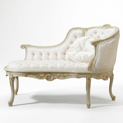 Canapé Chesterfield-style Lounge Canapé rembourré Longue chaise de club Blanc Baroque nouveau