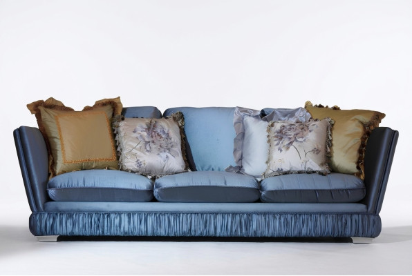Canapé Triple Classique Couleur Bleue Salon Canapé Textile Classique