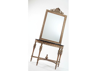 Style de meubles Table Console Baroque Miroir Bois Italien Tables Consoles 2pcs.