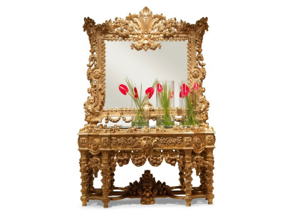 Consoles Buffet Table Commode Sculptée en bois massif Miroir Style antique Italie