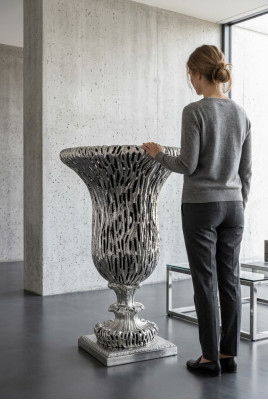 Vase à fleurs soviétique antique rare en argent pour salon rare de Russie