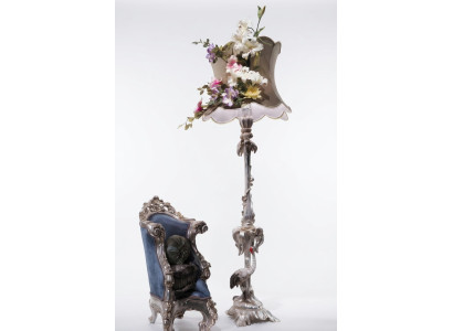 Lampe sur pied de luxe en bois massif, lampadaire, luminaires, lampe sur pied, lampe oiseau