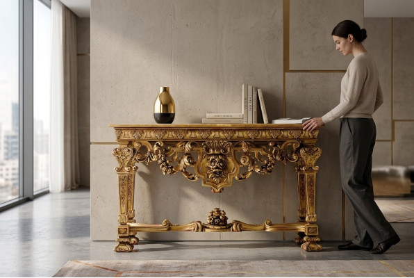 Table console Meubles Bois Console Italienne Mobilier en bois Massif Commode neuf