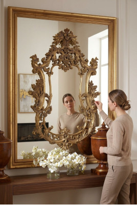 Miroir de luxe Baroque Rococo Miroir mural Miroir de meubles italiens